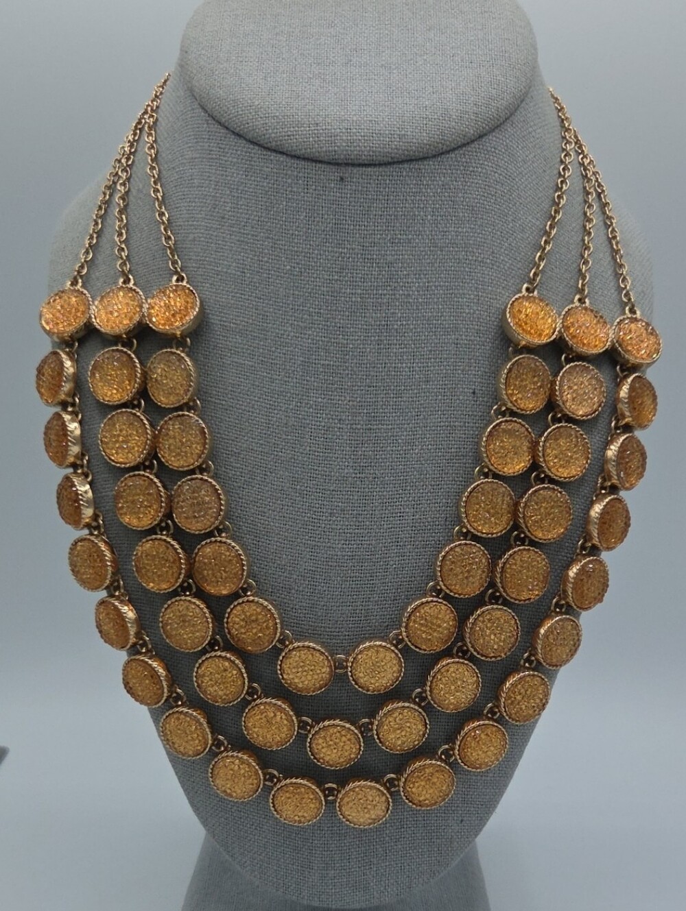 5 for $25! Aldo Gold Tone Multi-Strand Disc Statement Necklace